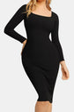 Basic Bae Neck Long Dress showcasing elegant and flattering silhouette in black with long sleeves for a sophisticated style.