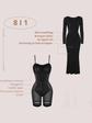 Black neck long sleeve dress with built-in shapewear and square neck design for a smooth silhouette, shown with a bodysuit.