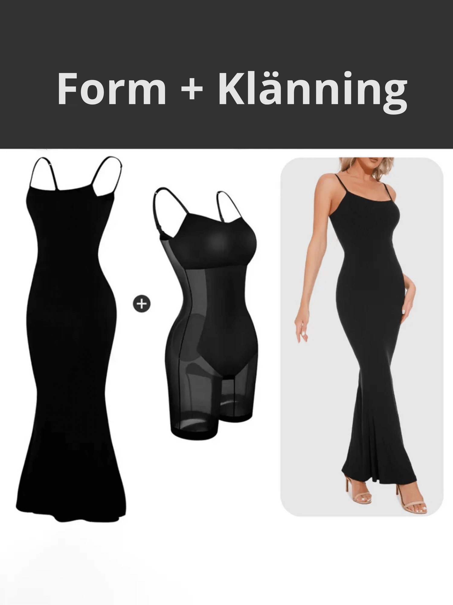 Elegant sleeveless black maxi dress with built-in shapewear for a sleek silhouette, featuring seamless design and timeless style.
